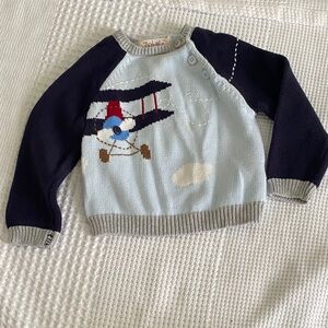 Kids Airplane Sweater - Blue and Navy